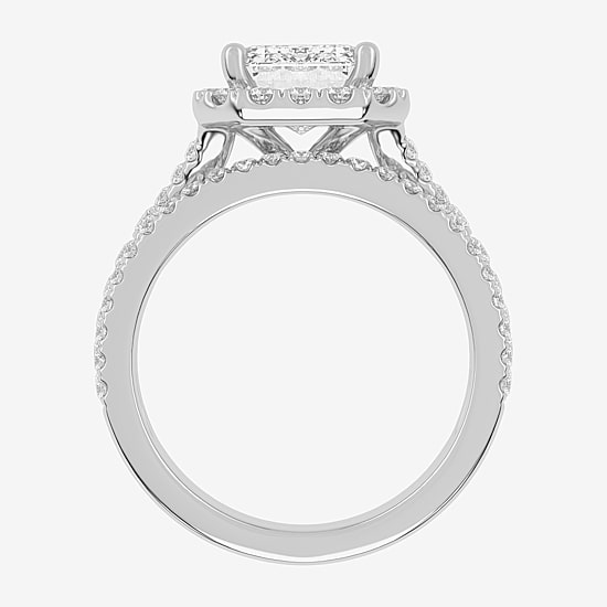 (G-H / Vs2-Si1) Womens 3 3/4 CT. T.W. Lab Grown White Diamond 14K Gold Side Stone Halo Bridal Set