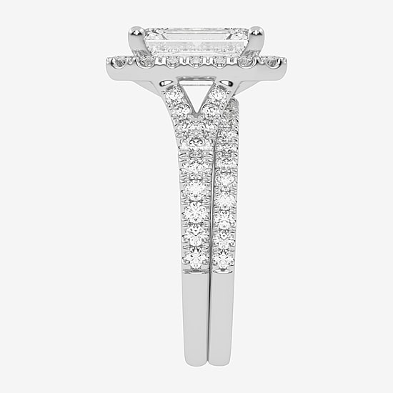 (G-H / Vs2-Si1) Womens 3 3/4 CT. T.W. Lab Grown White Diamond 14K Gold Side Stone Halo Bridal Set