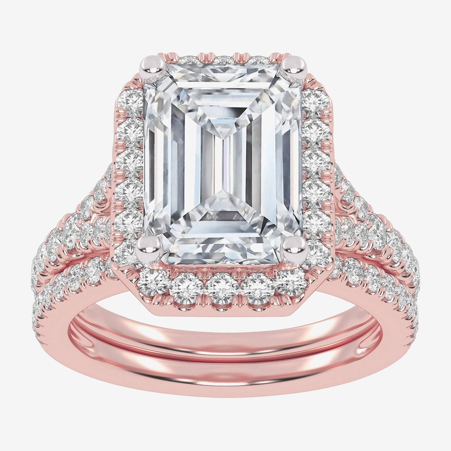 G-H / Vs2-Si1) Womens / CT. T.W. Lab Grown White Diamond 14K Gold Side Stone Halo Bridal Set
