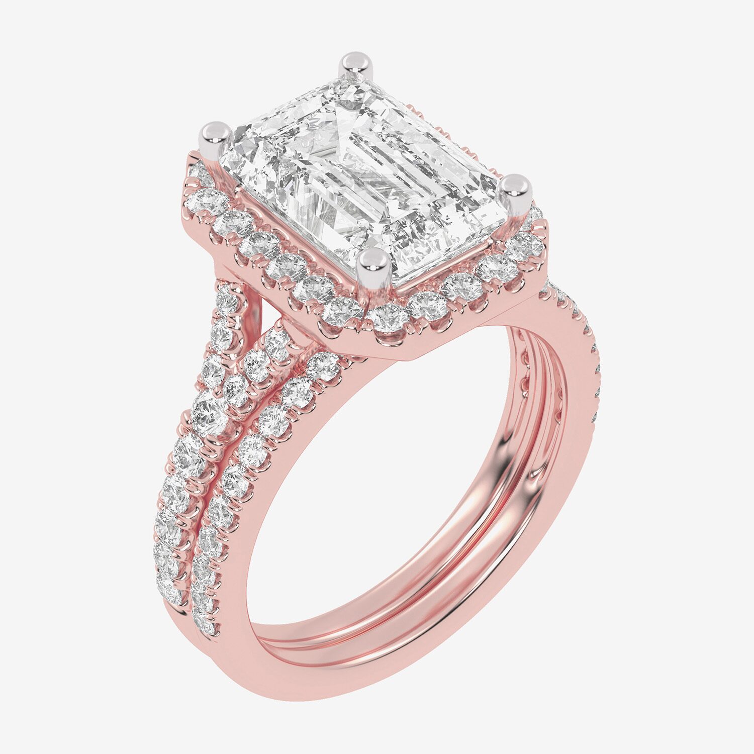 G-H / Vs2-Si1) Womens / CT. T.W. Lab Grown White Diamond 14K Gold Side Stone Halo Bridal Set