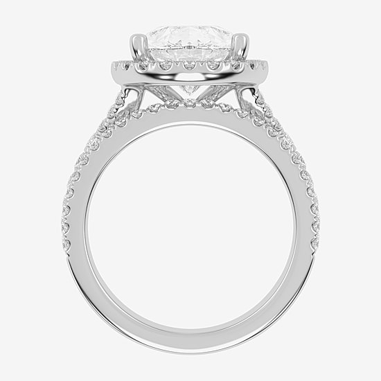 (G-H / Vs2-Si1) Womens 4 3/4 CT. T.W. Lab Grown White Diamond 14K Gold Pear Side Stone Halo Bridal Set