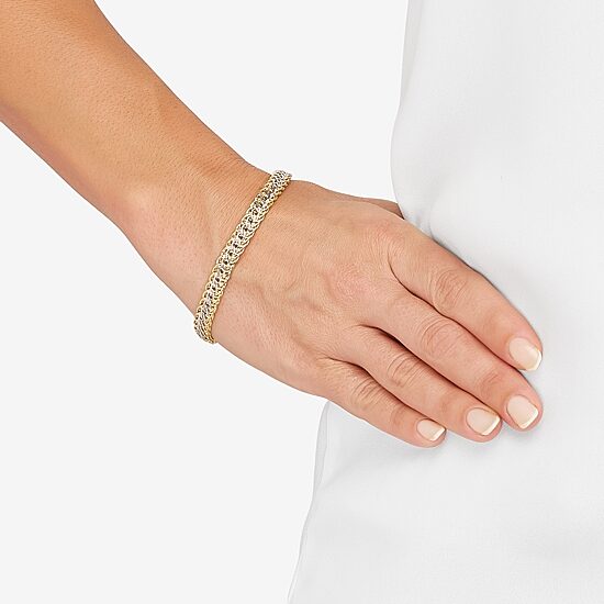 Womens 14K Gold Hollow 7.5 Inch Link Bracelet