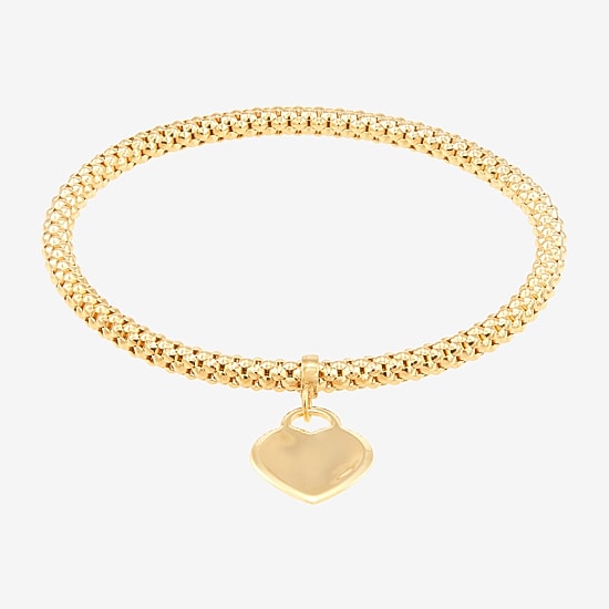 Made in Italy Womens 14K Gold Heart Charm Bracelet