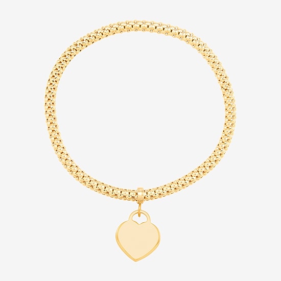 Made in Italy Womens 14K Gold Heart Charm Bracelet
