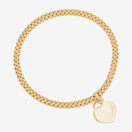Made in Italy Womens 14K Gold Heart Charm Bracelet