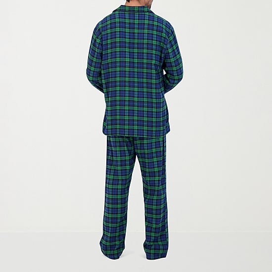 Hanes Mens Flannel Round Neck Long Sleeve 2-pc. Big and Tall Pajama Set
