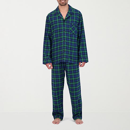Hanes Mens Flannel Round Neck Long Sleeve 2-pc. Big and Tall Pajama Set