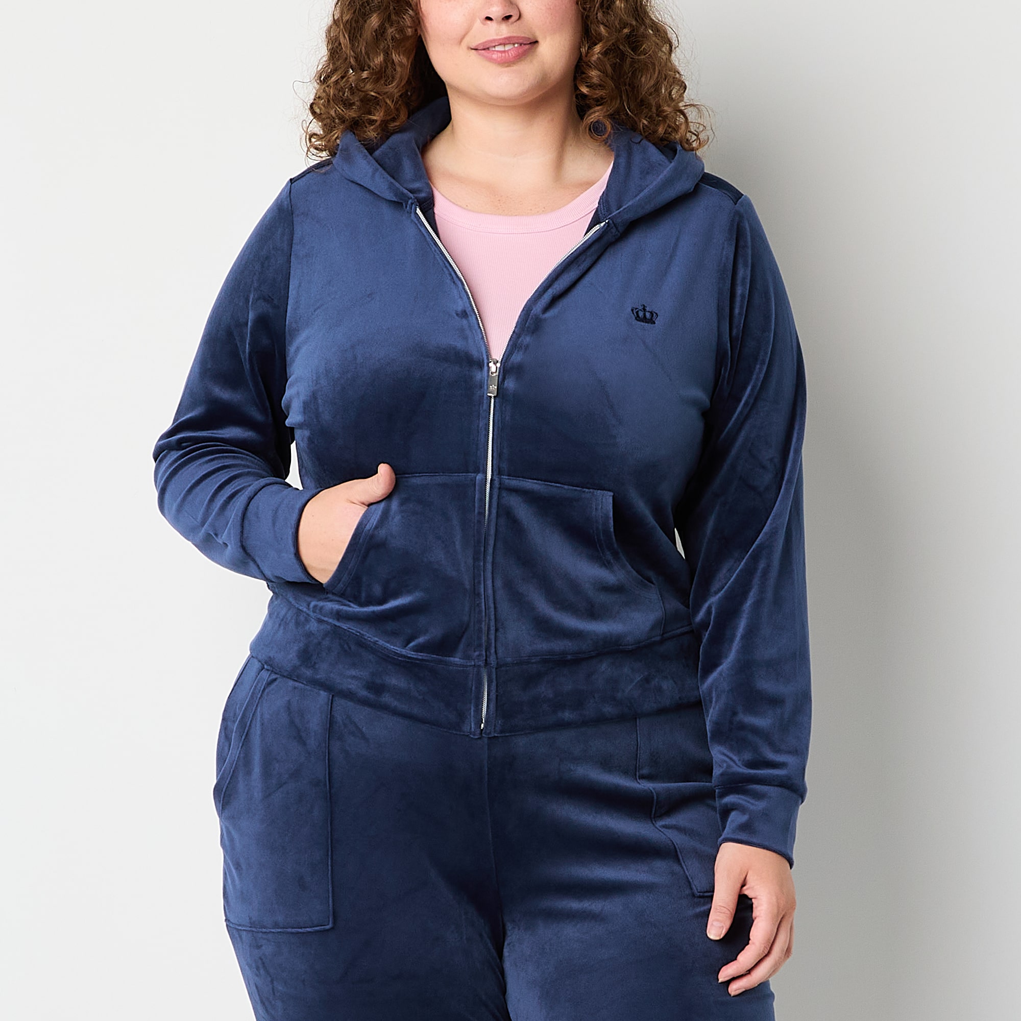 Juicy By Couture Womens Juniors Plus Midweight Track Jacket
