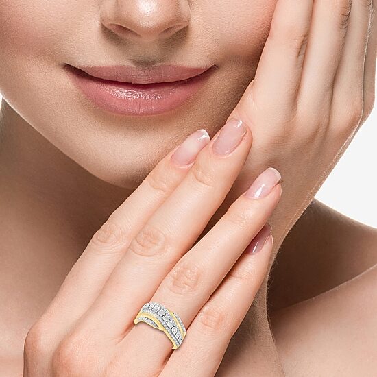 Effy Final Call Limited Quantities! Womens 5/8 CT. T.W. Natural White Diamond 14K Two Tone Gold Band