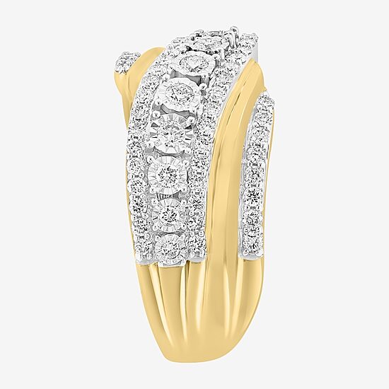 Effy Final Call Limited Quantities! Womens 5/8 CT. T.W. Natural White Diamond 14K Two Tone Gold Band