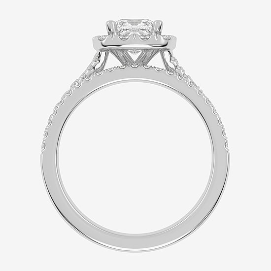 (G-H / Vs2-Si1) Womens 1 1/2 CT. T.W. Lab Grown White Diamond 14K Gold Side Stone Halo Bridal Set