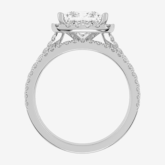 (G-H / Vs2-Si1) Womens 2 3/4 CT. T.W. Lab Grown White Diamond 14K Gold Side Stone Halo Bridal Set