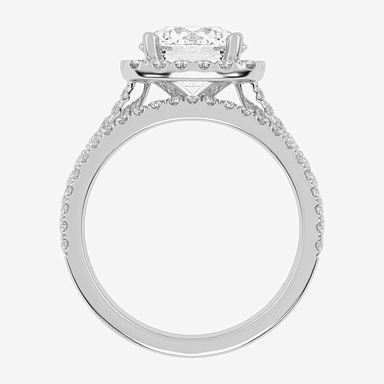 (G-H / Vs2-Si1) Womens 2 3/4 CT. T.W. Lab Grown White Diamond 14K Gold Round Side Stone Halo Bridal Set