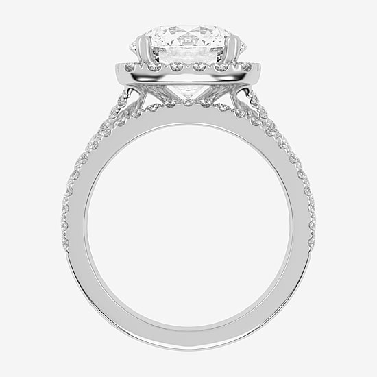(G-H / Vs2-Si1) Womens 3 3/4 CT. T.W. Lab Grown White Diamond 14K Gold Round Side Stone Halo Bridal Set