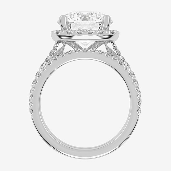 (G-H / Vs2-Si1) Womens 4 3/4 CT. T.W. Lab Grown White Diamond 14K Gold Round Side Stone Halo Bridal Set