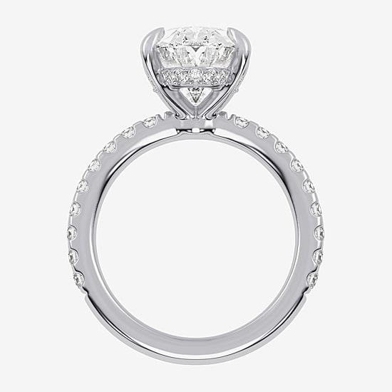 (G-H / Vs2-Si1) Womens 5 1/2 CT. T.W. Lab Grown White Diamond 14K Gold Oval Side Stone Engagement Ring