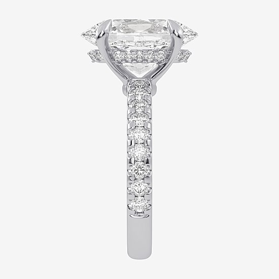 (G-H / Vs2-Si1) Womens 5 1/2 CT. T.W. Lab Grown White Diamond 14K Gold Oval Side Stone Engagement Ring