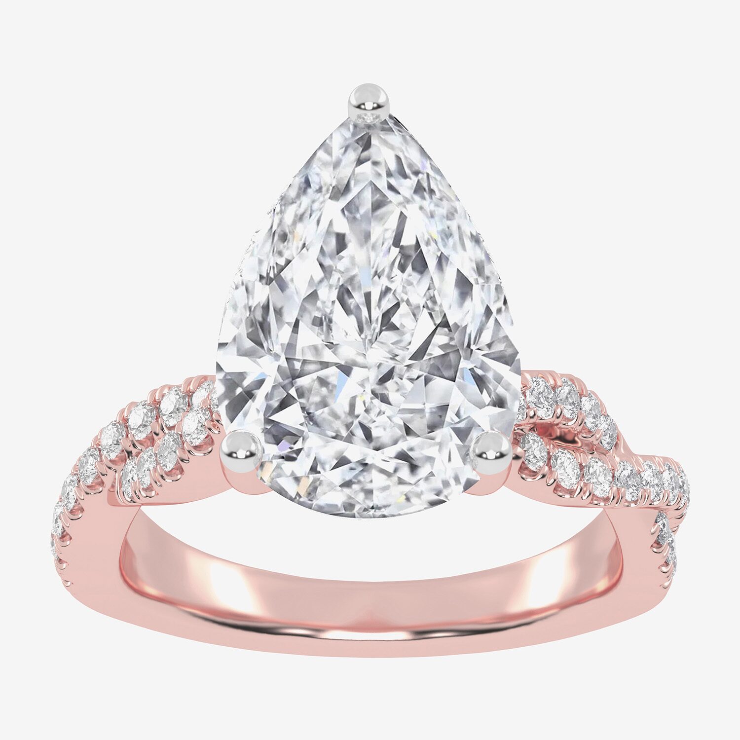 G-H / Vs2-Si1) Womens 1/ CT. T.W. Lab Grown White Diamond 14K Gold Side Stone Engagement Ring