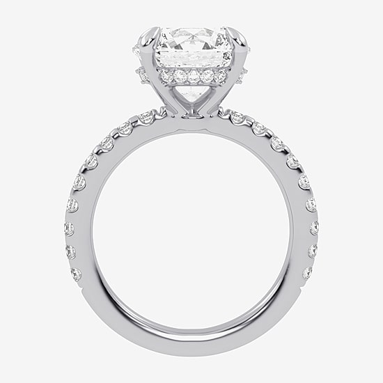 (G-H / Vs2-Si1) Womens 3 1/2 CT. T.W Lab Grown White Diamond 14K Gold Round Side Stone Engagement Ring