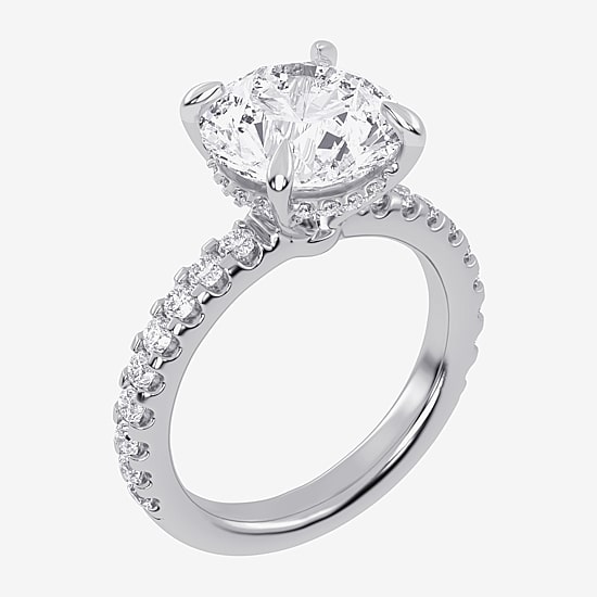 (G-H / Vs2-Si1) Womens 3 1/2 CT. T.W Lab Grown White Diamond 14K Gold Round Side Stone Engagement Ring