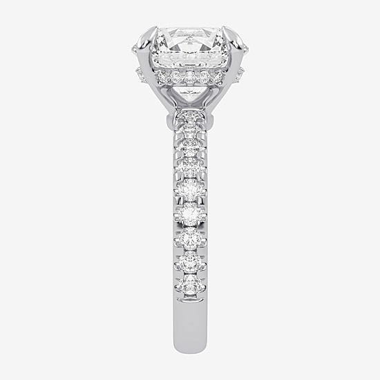 (G-H / Vs2-Si1) Womens 3 1/2 CT. T.W Lab Grown White Diamond 14K Gold Round Side Stone Engagement Ring