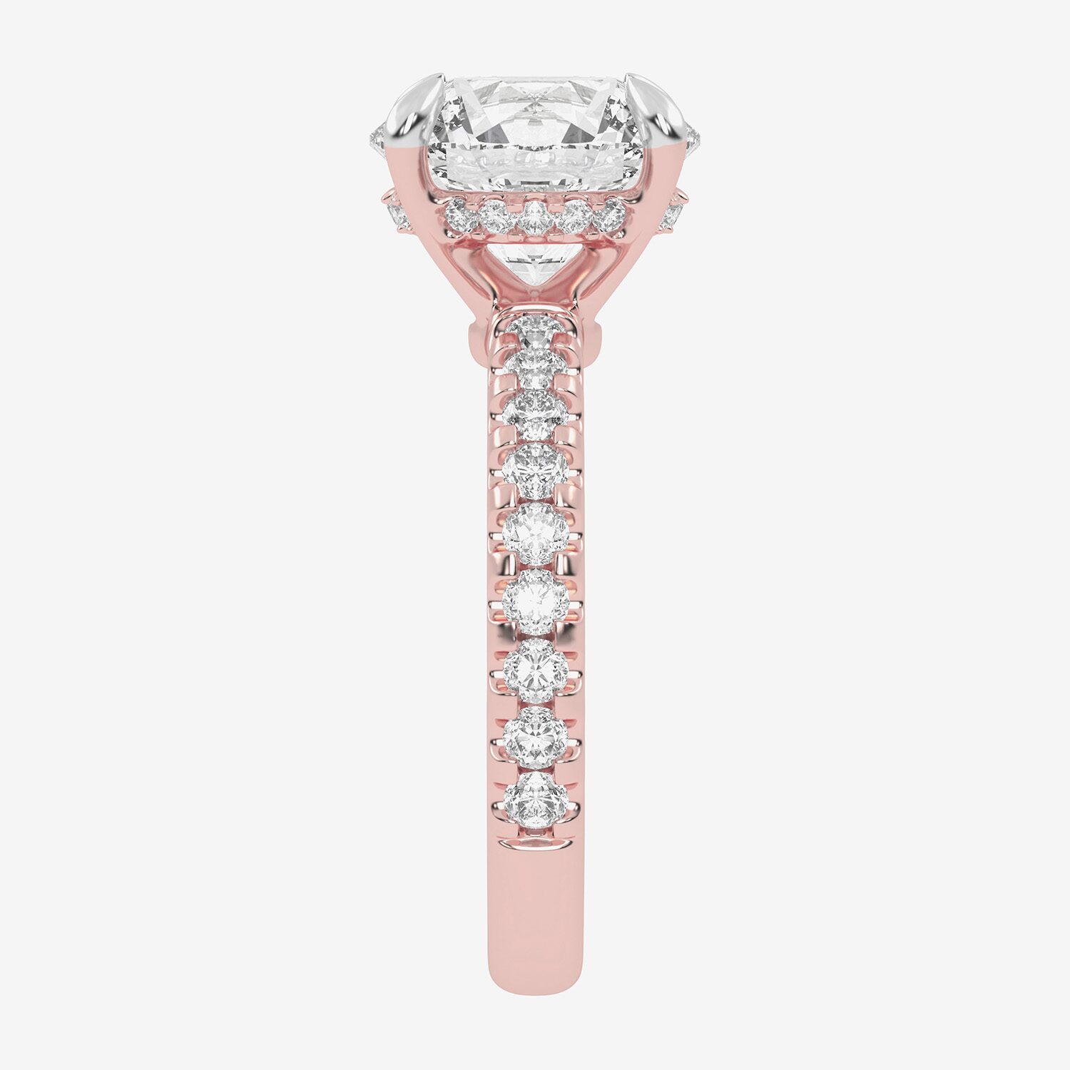 (G-H / Vs2-Si1) Womens 3 1/2 CT. T.W Lab Grown White Diamond 14K Gold Round Side Stone Engagement Ring