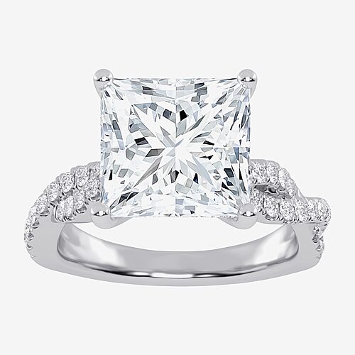 (G-H / Vs2-Si1) Womens 3 1/3 Ct. T.W. Lab Grown White Diamond 14K Gold Side Stone Engagement Ring, 8, White