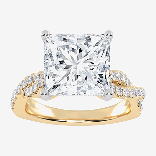 (G-H / Vs2-Si1) Womens 3 1/3 Ct. T.W. Lab Grown White Diamond 14K Gold Side Stone Engagement Ring, 8, Yellow