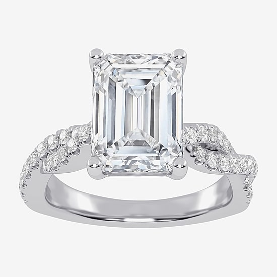 (G-H / Vs2-Si1) Womens 3 1/3 Ct. T.W. Lab Grown White Diamond 14K Gold Side Stone Engagement Ring