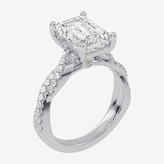 (G-H / Vs2-Si1) Womens 3 1/3 Ct. T.W. Lab Grown White Diamond 14K Gold Side Stone Engagement Ring