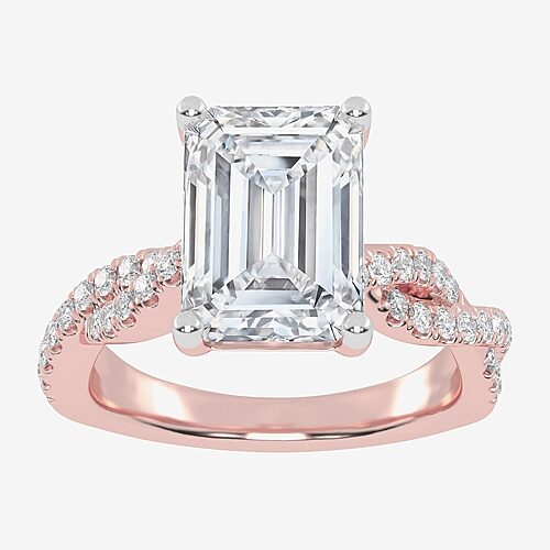 (G-H / Vs2-Si1) Womens 3 1/3 Ct. T.W. Lab Grown White Diamond 14K Gold Side Stone Engagement Ring, 8, Rose