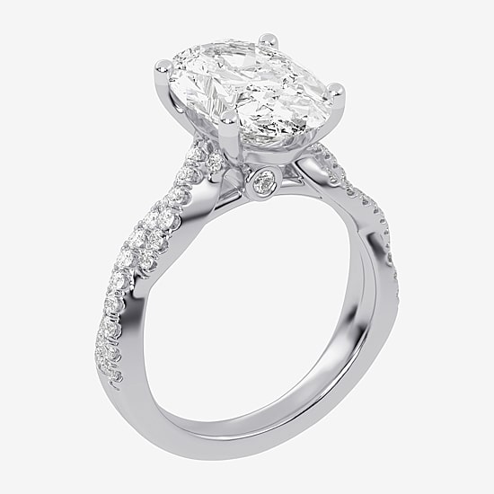 (G-H / Vs2-Si1) Womens 3 1/3 Ct. T.W. Lab Grown White Diamond 14K Gold Side Stone Engagement Ring