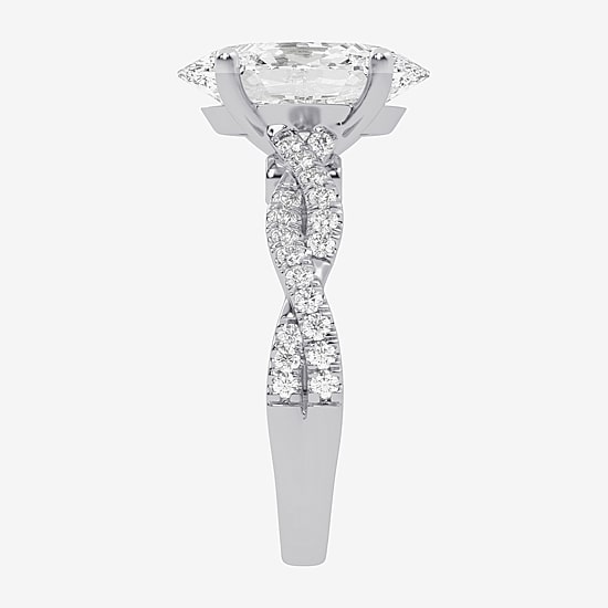 (G-H / Vs2-Si1) Womens 3 1/3 Ct. T.W. Lab Grown White Diamond 14K Gold Side Stone Engagement Ring
