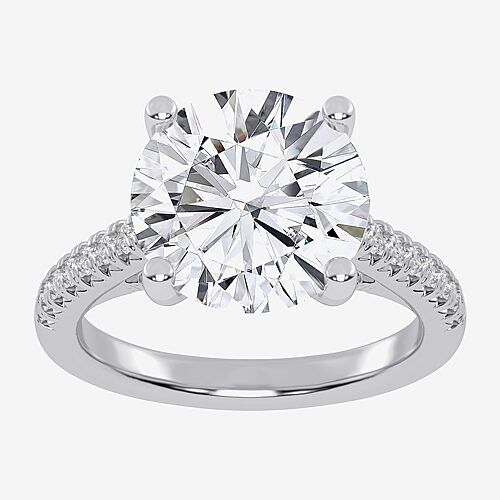 (G-H / Vs2-Si1) Womens 5 1/3 Ct. T.W. Lab Grown White Diamond 14K Gold Round Side Stone Engagement Ring, 9, White