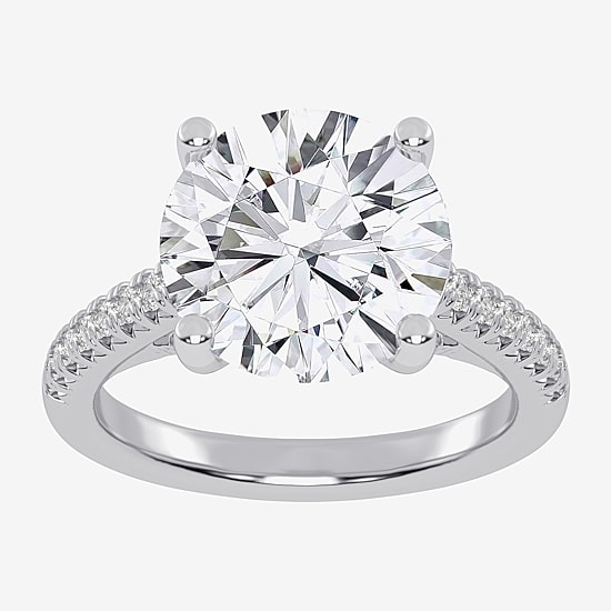 (G-H / Vs2-Si1) Womens 5 1/3 Ct. T.W. Lab Grown White Diamond 14K Gold Round Side Stone Engagement Ring