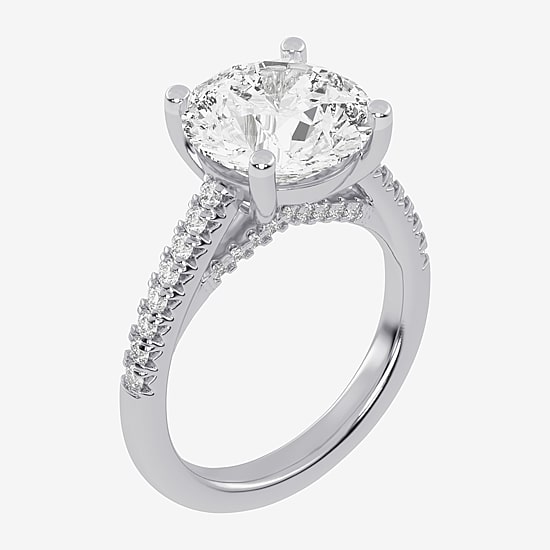 (G-H / Vs2-Si1) Womens 5 1/3 Ct. T.W. Lab Grown White Diamond 14K Gold Round Side Stone Engagement Ring