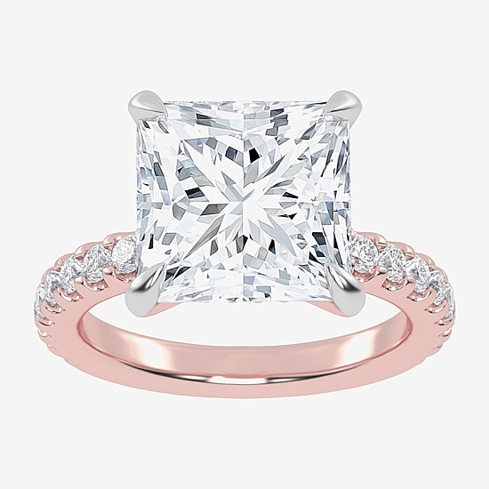 (G-H / Vs2-Si1) Womens 3 1/2 CT. T.W Lab Grown White Diamond 14K Gold Side Stone Engagement Ring