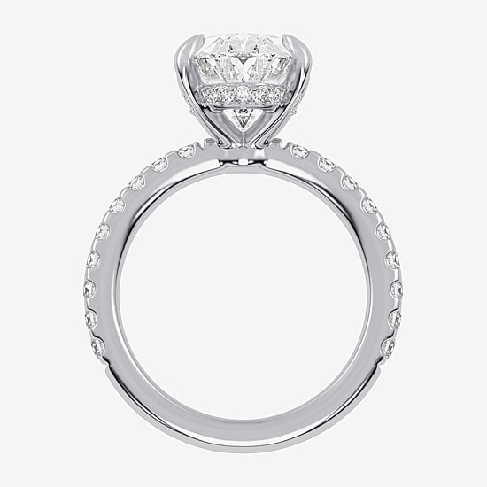 (G-H / Vs2-Si1) Womens 3 1/2 CT. T.W Lab Grown White Diamond 14K Gold Oval Side Stone Engagement Ring