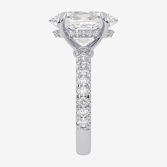 (G-H / Vs2-Si1) Womens 3 1/2 CT. T.W Lab Grown White Diamond 14K Gold Oval Side Stone Engagement Ring