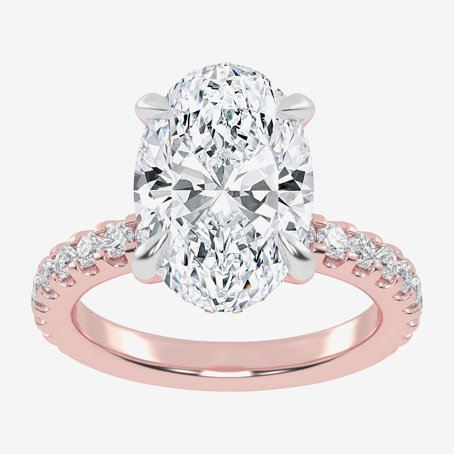 (G-H / Vs2-Si1) Womens 3 1/2 CT. T.W Lab Grown White Diamond 14K Gold Oval Side Stone Engagement Ring
