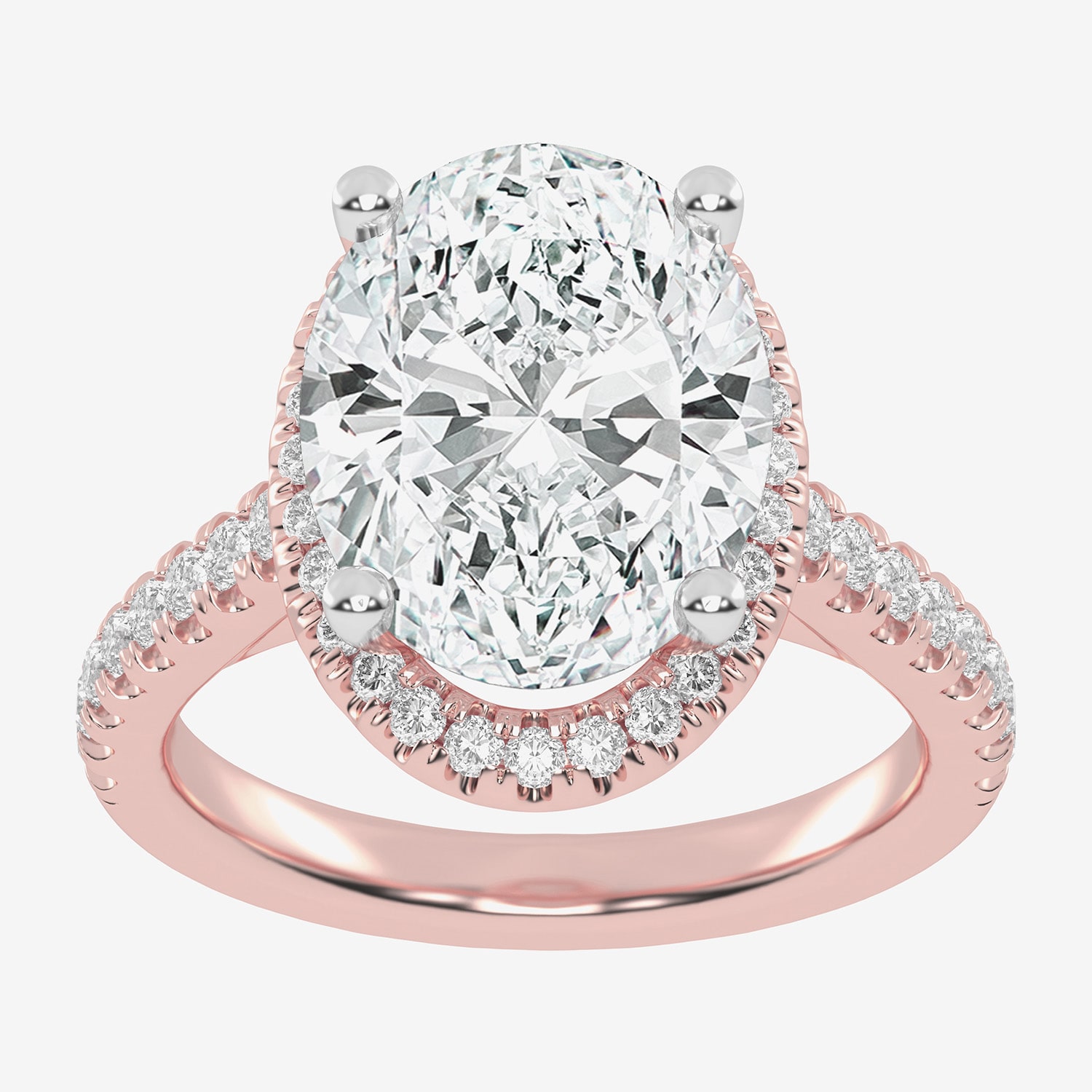 G-H / Vs2-Si1) Womens / CT. T.W. Lab Grown White Diamond 14K Gold Oval Side Stone Halo Engagement Ring