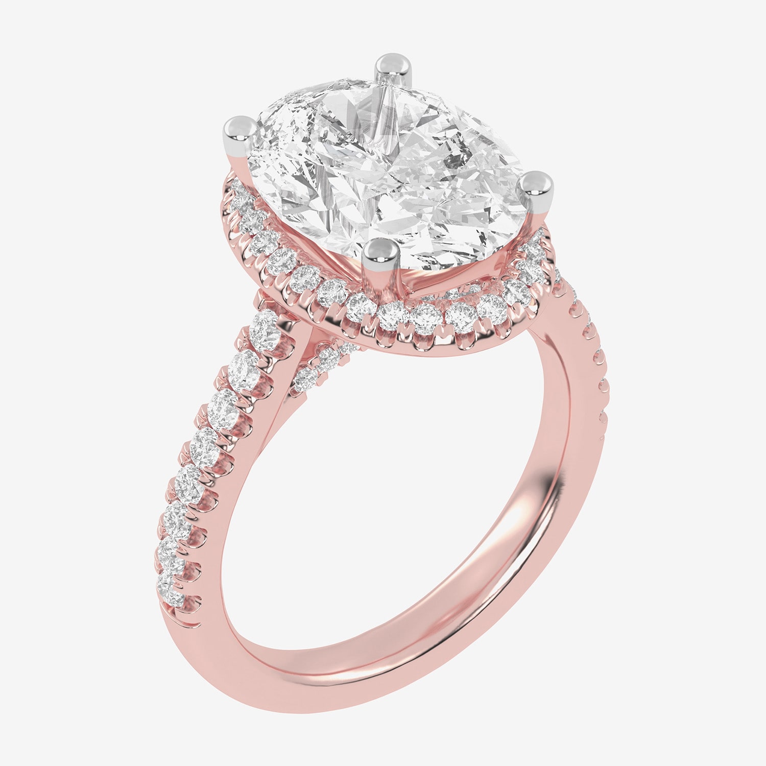 G-H / Vs2-Si1) Womens / CT. T.W. Lab Grown White Diamond 14K Gold Oval Side Stone Halo Engagement Ring