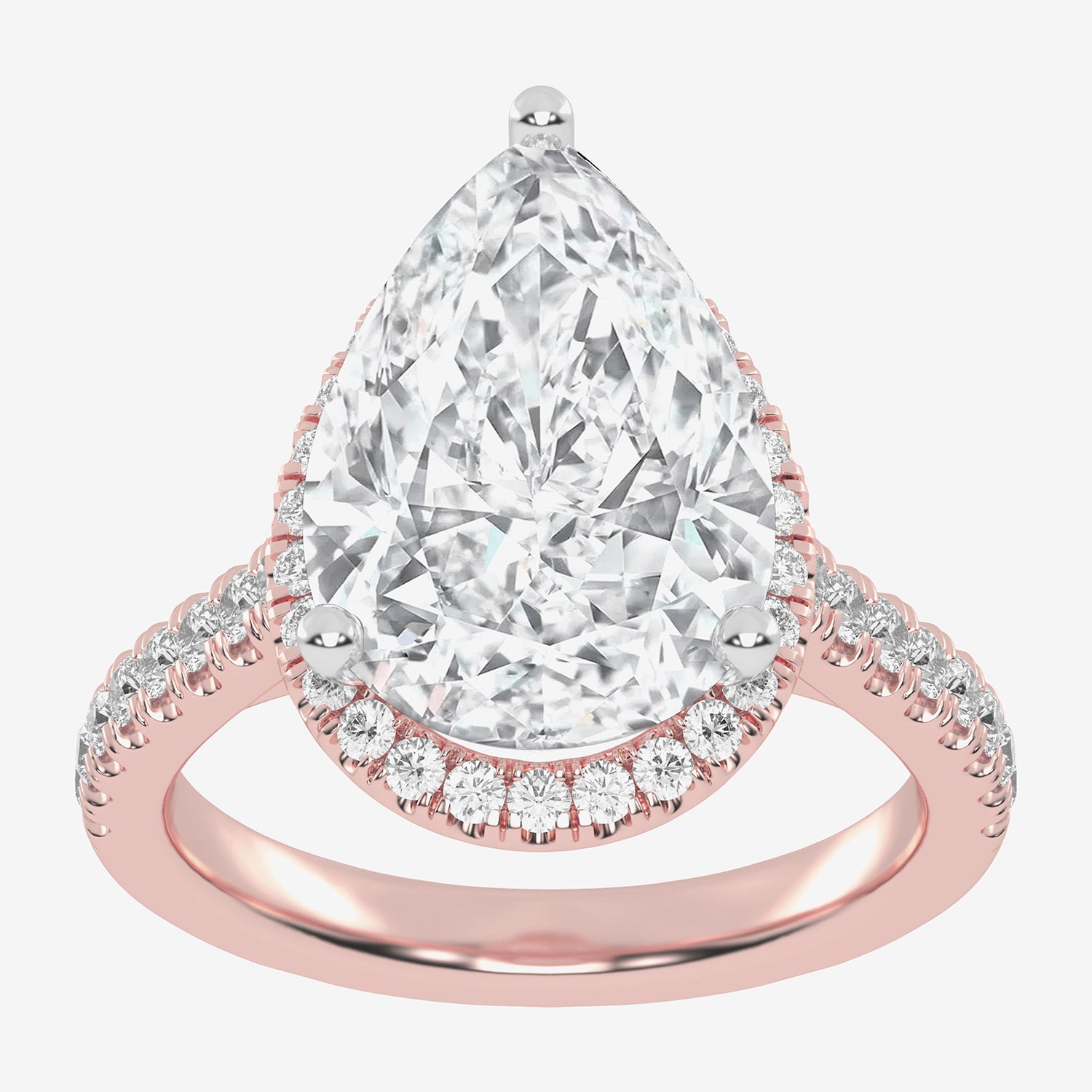 G-H / Vs2-Si1) Womens / CT. T.W. Lab Grown White Diamond 14K Gold Pear Side Stone Halo Engagement Ring