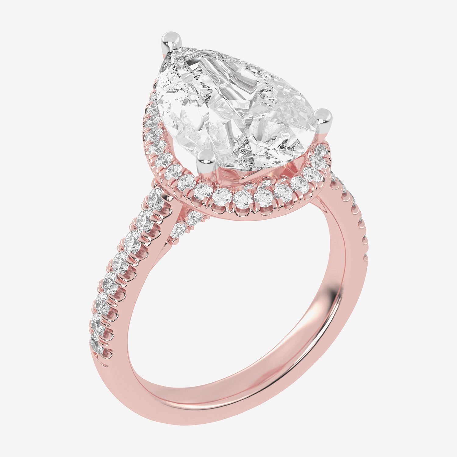 G-H / Vs2-Si1) Womens / CT. T.W. Lab Grown White Diamond 14K Gold Pear Side Stone Halo Engagement Ring