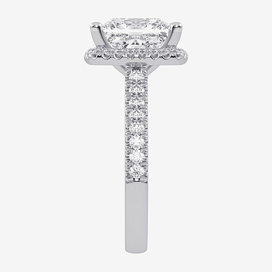 (G-H / Vs2-Si1) Womens 5 1/2 CT. T.W. Lab Grown White Diamond 14K Gold Side Stone Halo Engagement Ring