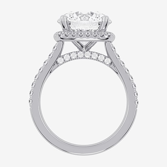 (G-H / Vs2-Si1) Womens 5 1/2 CT. T.W. Lab Grown White Diamond 14K Gold Round Side Stone Halo Engagement Ring
