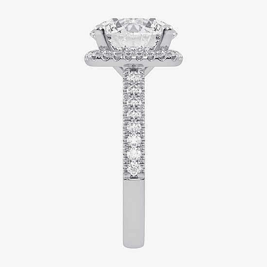 (G-H / Vs2-Si1) Womens 5 1/2 CT. T.W. Lab Grown White Diamond 14K Gold Round Side Stone Halo Engagement Ring