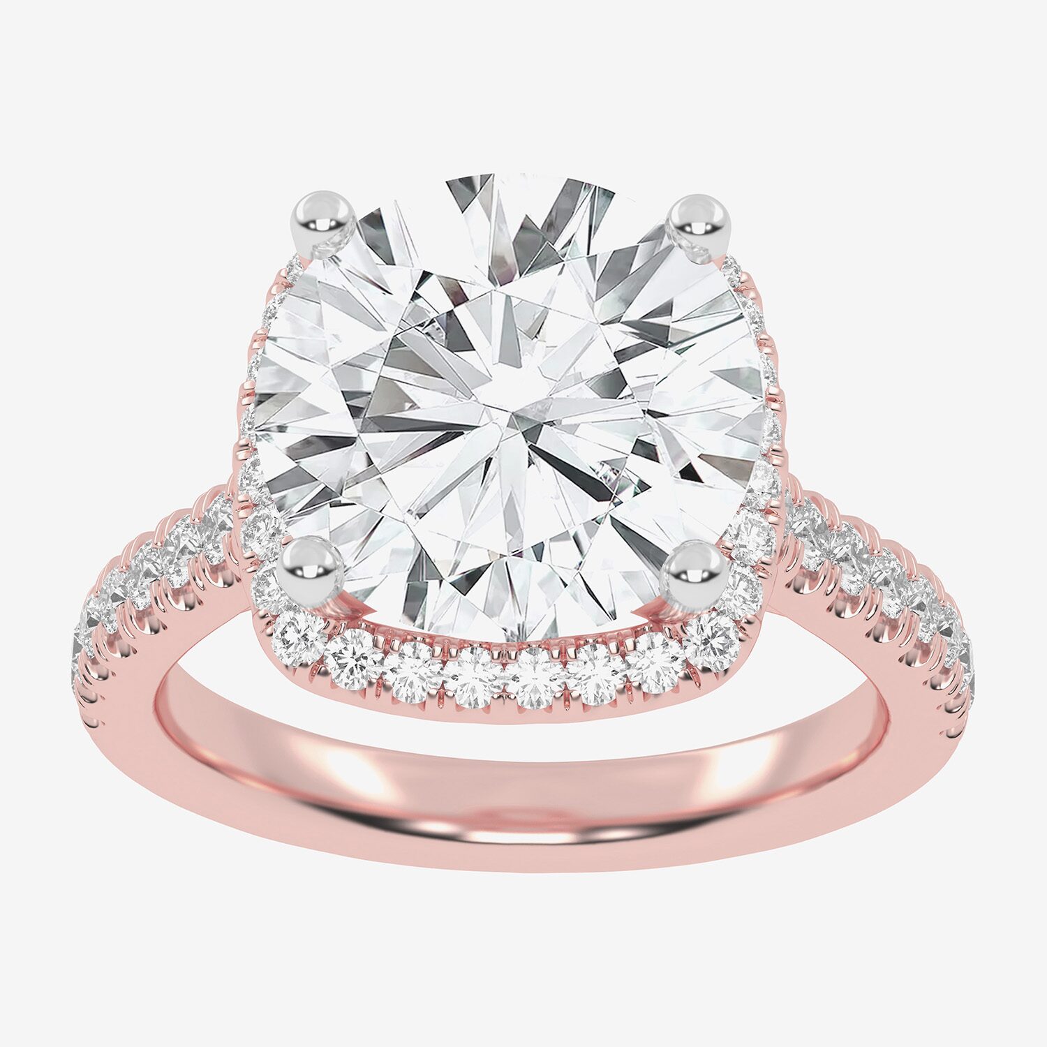 G-H / Vs2-Si1) Womens / CT. T.W. Lab Grown White Diamond 14K Gold Round Side Stone Halo Engagement Ring