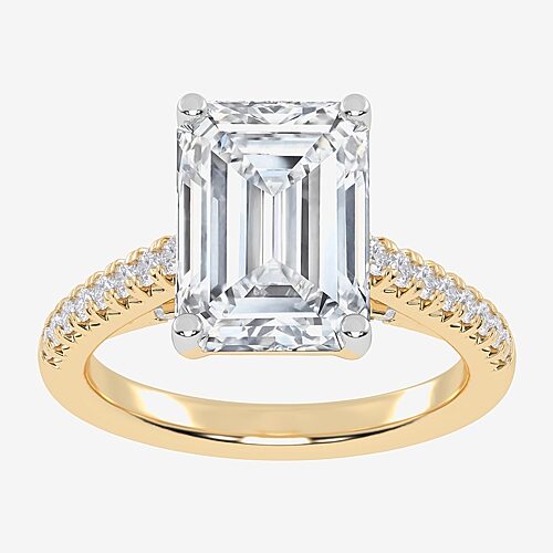 (G-H / Vs2-Si1) Womens 5 1/3 Ct. T.W. Lab Grown White Diamond 14K Gold Side Stone Engagement Ring, 9, Yellow