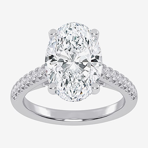 (G-H / Vs2-Si1) Womens 5 1/3 Ct. T.W. Lab Grown White Diamond 14K Gold Oval Side Stone Engagement Ring, 5, White